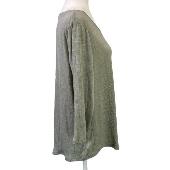 89th & Madison Asymmetrical Gauze Pullover Top 3/4 Sleeve Textured Soft Stretchy - Picture 4 of 15